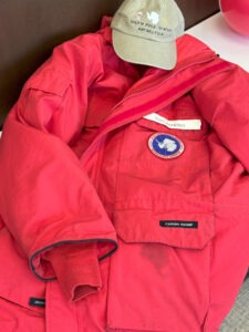 Official down jacket from the Antarctic team worn at the ICECUBE location